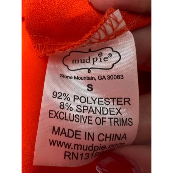 Mudpie Eloise Ruffle Neck Sleeveless Orange Women's Top Tie Back Small - Picture 6 of 9